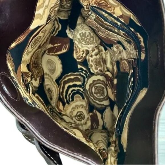 Brighton Hobo Shoulder Tote Bag in Croc Embossed Chocolate Brown Leather - Picture 11 of 12